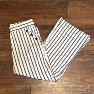 Robert Louis Black and White Striped Pull-On Trousers - Wide Leg - Women’s M